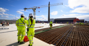 Graduates in high-visibility clothing at work on Sellafield construction site